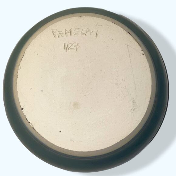 Art pottery signed teal bowl - Picture 2 of 2